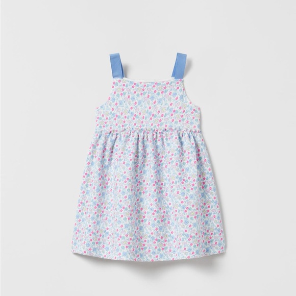 zara pink and blue floral dress Zara Pink & Blue Floral Dress